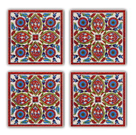 Hermia Conjunto de 4 Alfombrillas de Cristal de Piedra Natural Multicolor